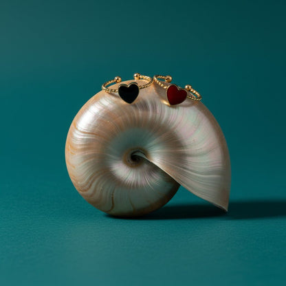 Verstelbare RVS Ring met Emaille Hartje - Goudkleur (8,5 mm) - Aramat Jewels - Ringen - cadeautip