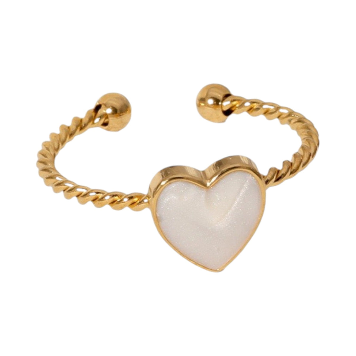 Verstelbare RVS Ring met Emaille Hartje - Goudkleur (8,5 mm) - Aramat Jewels - Ringen - cadeautip