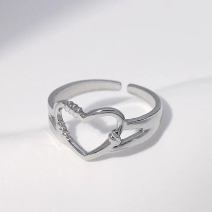 Verstelbare RVS Ring met Open Hartje (11 mm) - Aramat Jewels - Ringen - cadeautip