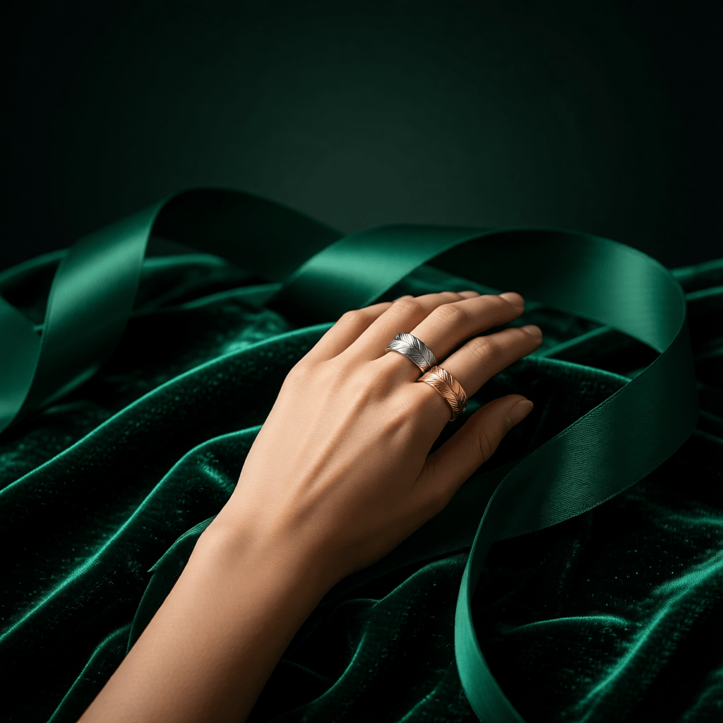 Verstelbare RVS Ring met Veertje Motief - (8 mm) - Aramat Jewels - Ringen - cadeautip