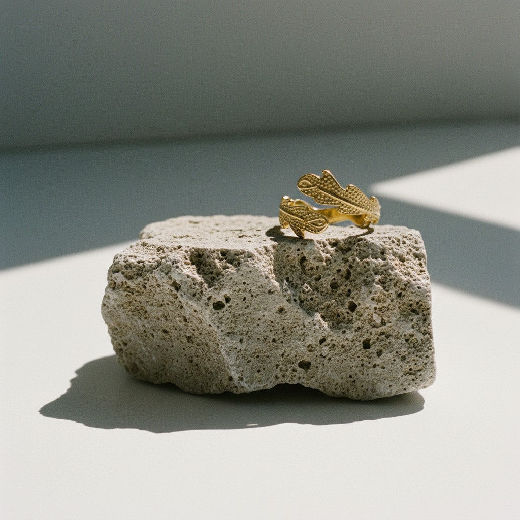 Verstelbare RVS Ring met Verfijnd Veer - Ontwerp (17 mm) - Aramat Jewels - Ringen - cadeautip