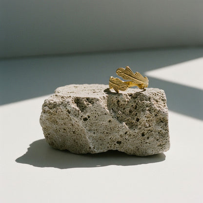 Verstelbare RVS Ring met Verfijnd Veer - Ontwerp (17 mm) - Aramat Jewels - Ringen - cadeautip