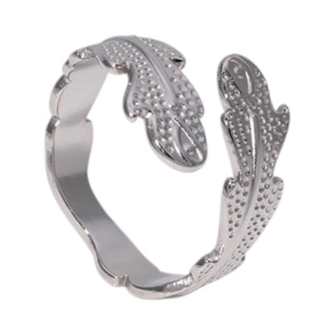 Verstelbare RVS Ring met Verfijnd Veer - Ontwerp (17 mm) - Aramat Jewels - Ringen - cadeautip