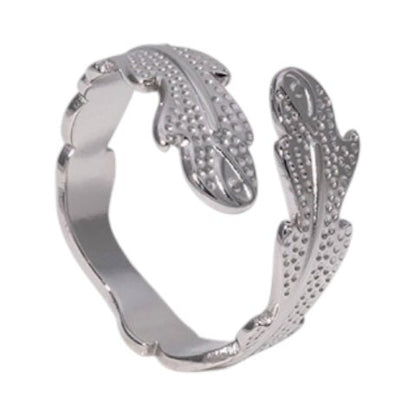 Verstelbare RVS Ring met Verfijnd Veer - Ontwerp (17 mm) - Aramat Jewels - Ringen - cadeautip