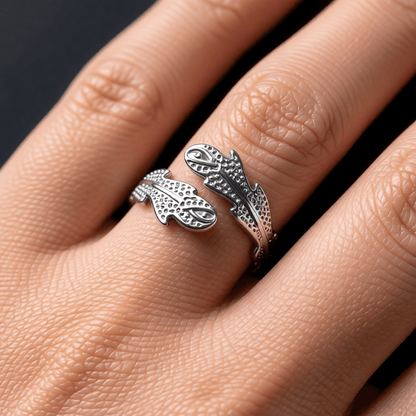 Verstelbare RVS Ring met Verfijnd Veer - Ontwerp (17 mm) - Aramat Jewels - Ringen - cadeautip