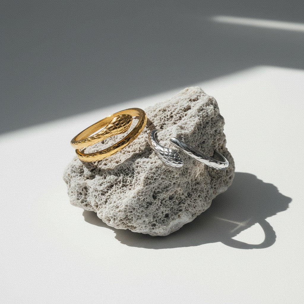 Verstelbare Slangenring van RVS - Cobra Design (13 mm) - Aramat Jewels - Ringen - cadeautip