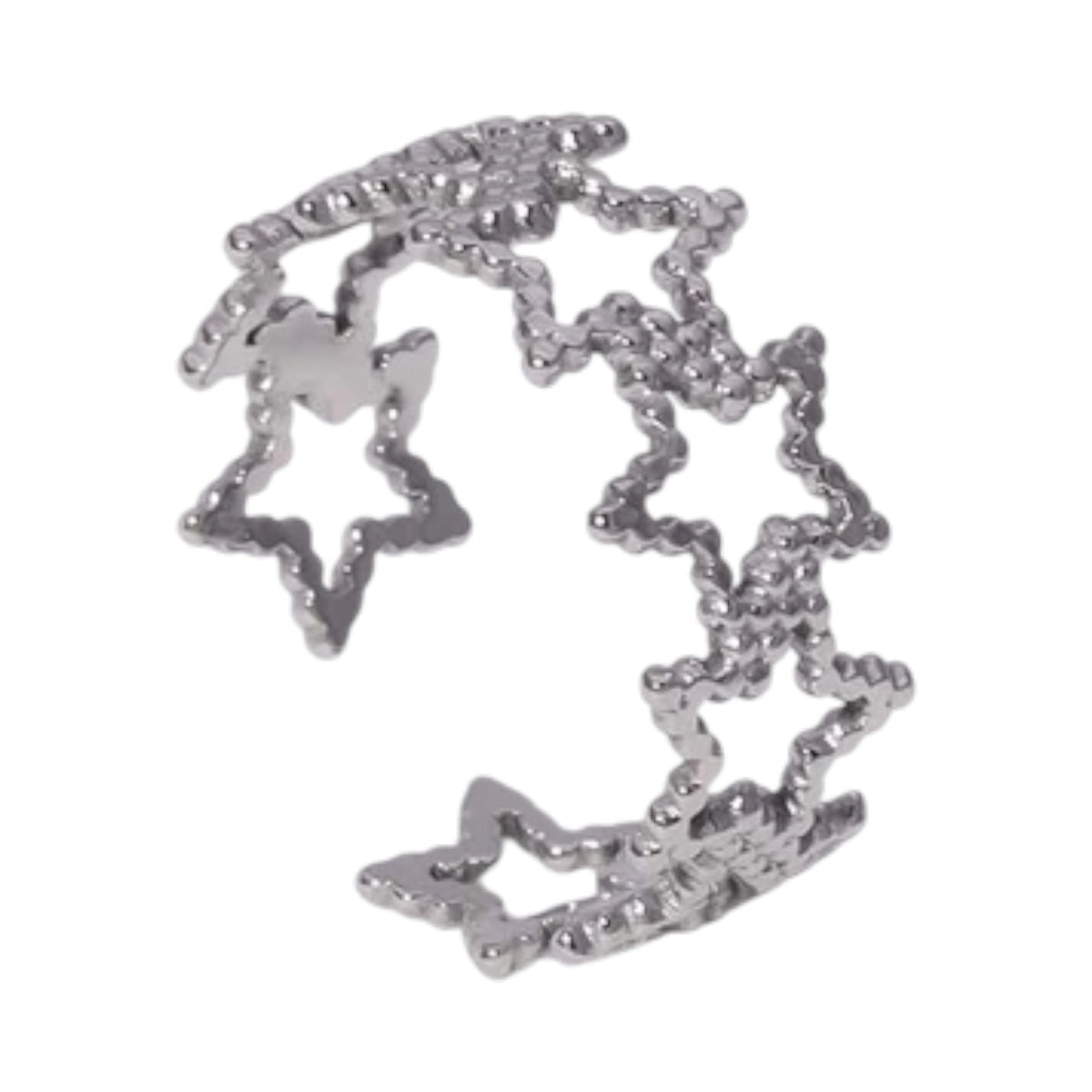 Verstelbare Sterren Ring van RVS met Bolletjes Motief (9 mm) - Aramat Jewels - Ringen - cadeautip