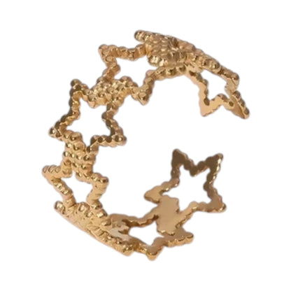 Verstelbare Sterren Ring van RVS met Bolletjes Motief (9 mm) - Aramat Jewels - Ringen - cadeautip