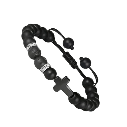 Verstelbare Zwarte Armband Met Lavasteen - Aramat Jewels - Armbanden - cadeautip