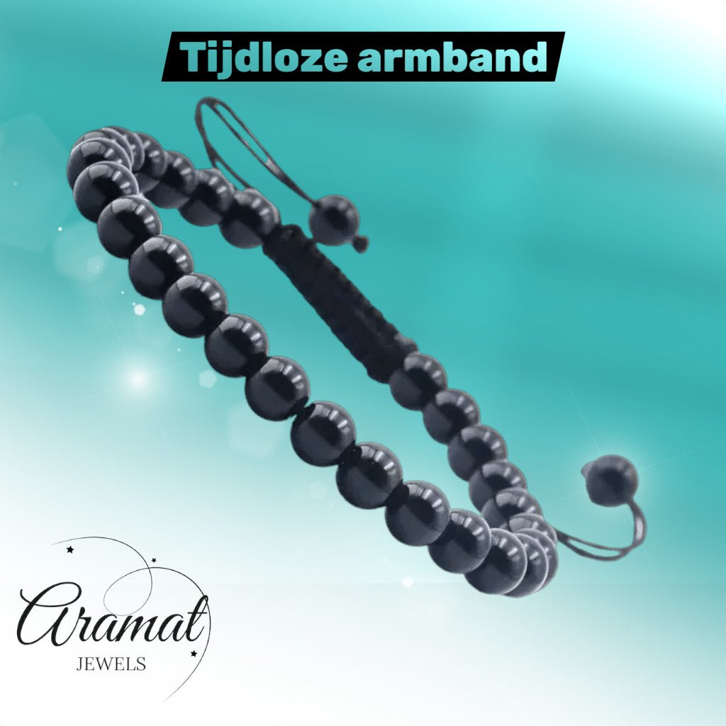 Verstelbare Zwarte Onyx Armband natuursteen - Aramat Jewels - Armbanden - cadeautip