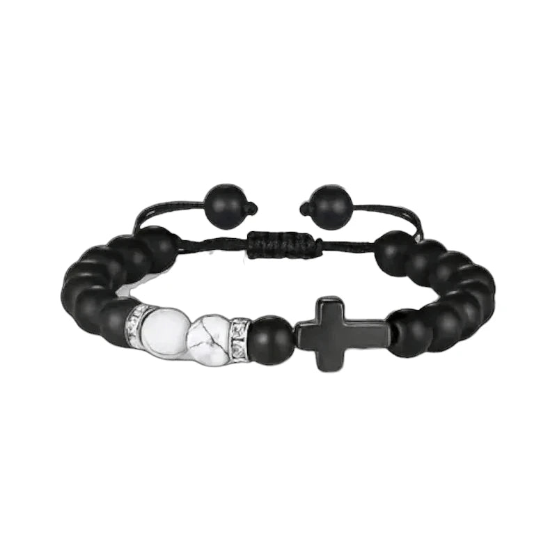 Verstelbare Zwarte Steen Armband Met Howliet - Aramat Jewels - Armbanden - cadeautip