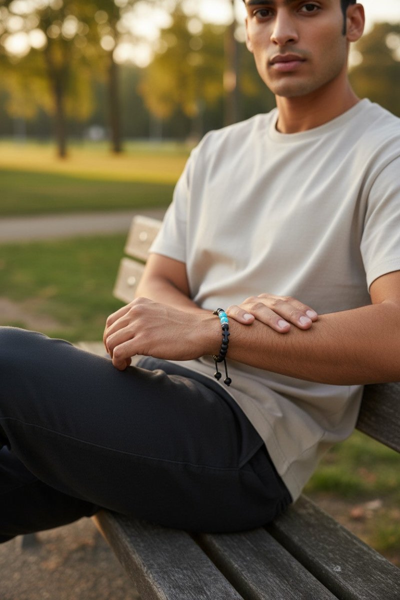 Verstelbare Zwarte Turkoois Armband - Aramat Jewels - Armbanden - cadeautip