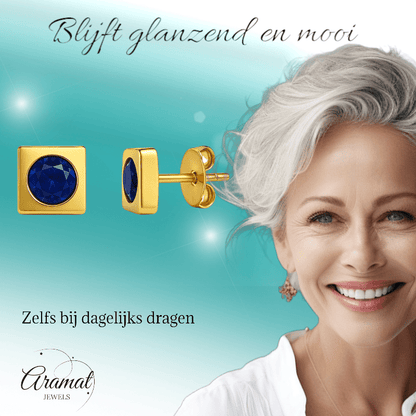 Vierkante oorbellen met donkerblauwe zirkonia – 6 mm - oor2785 - XE71676 - Oorbellen kopen# - 6mm - alles - blauw