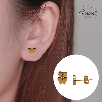 Vlinder oorstekers goudkleur 7x5mm – RVS - Aramat Jewels - Oorbellen - cadeautip