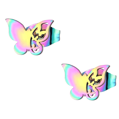 Vlinder oorstekers multikleur – 8x10mm uniek design - Aramat Jewels - Oorbellen - cadeautip