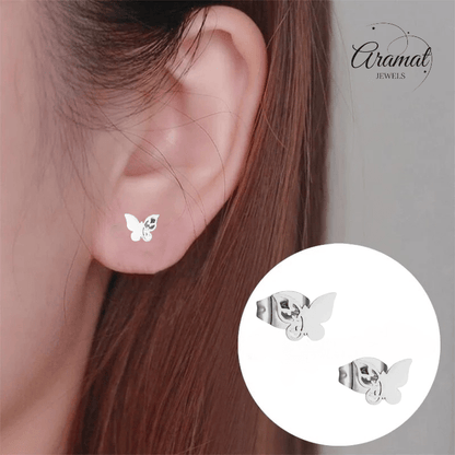 Vlinder oorstekers staal – 3 vlinders - zilverkleurig - Aramat Jewels - Oorbellen - cadeautip
