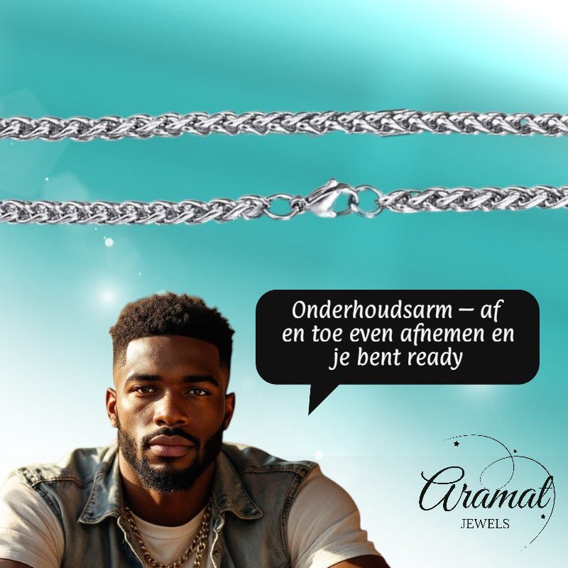 Vossenstaart Halsketting RVS 100 cm – 4 mm - Aramat Jewels - Halskettingen - cadeautip
