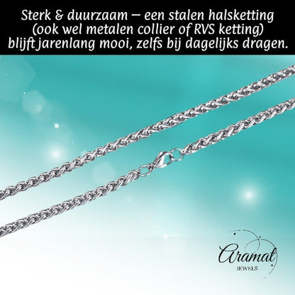 Vossenstaart Halsketting RVS 100 cm – 4 mm - Aramat Jewels - Halskettingen - cadeautip