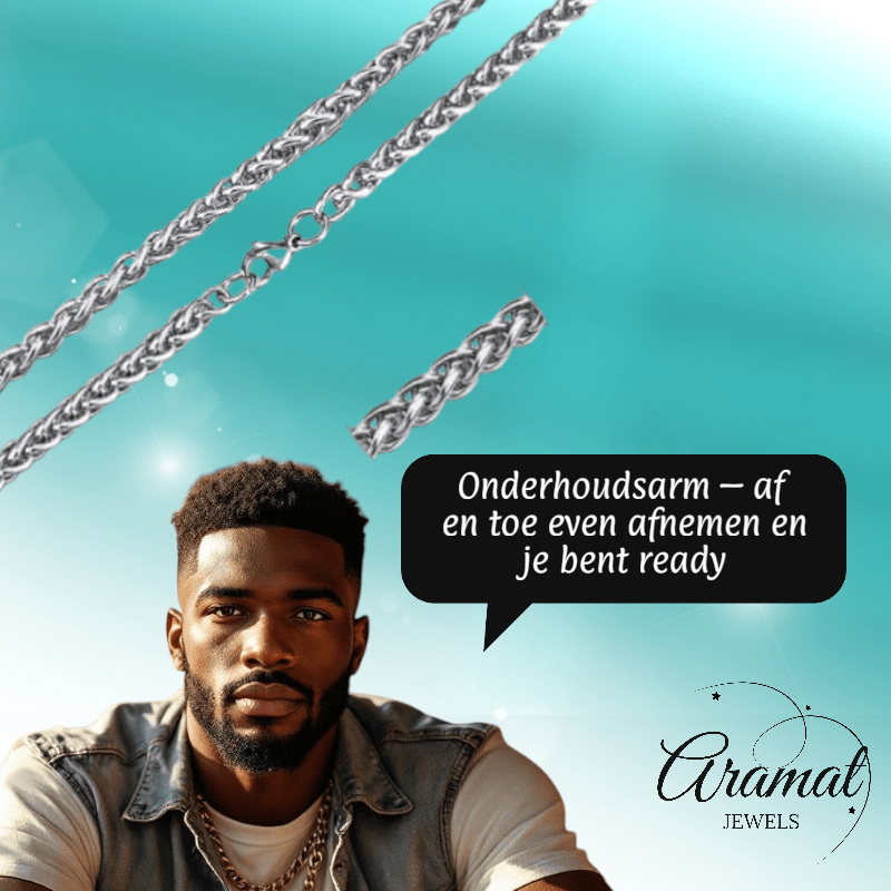 Vossenstaart Halsketting RVS 75 cm – 6 mm - Aramat Jewels - Halskettingen - cadeautip