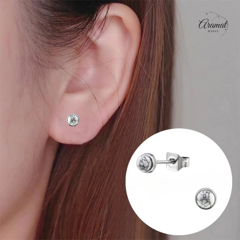Witte Howliet Oorbellen Staal – 6mm - oor1919 - 34475 - Oorbellen kopen# - 6mm - alles - cadeau