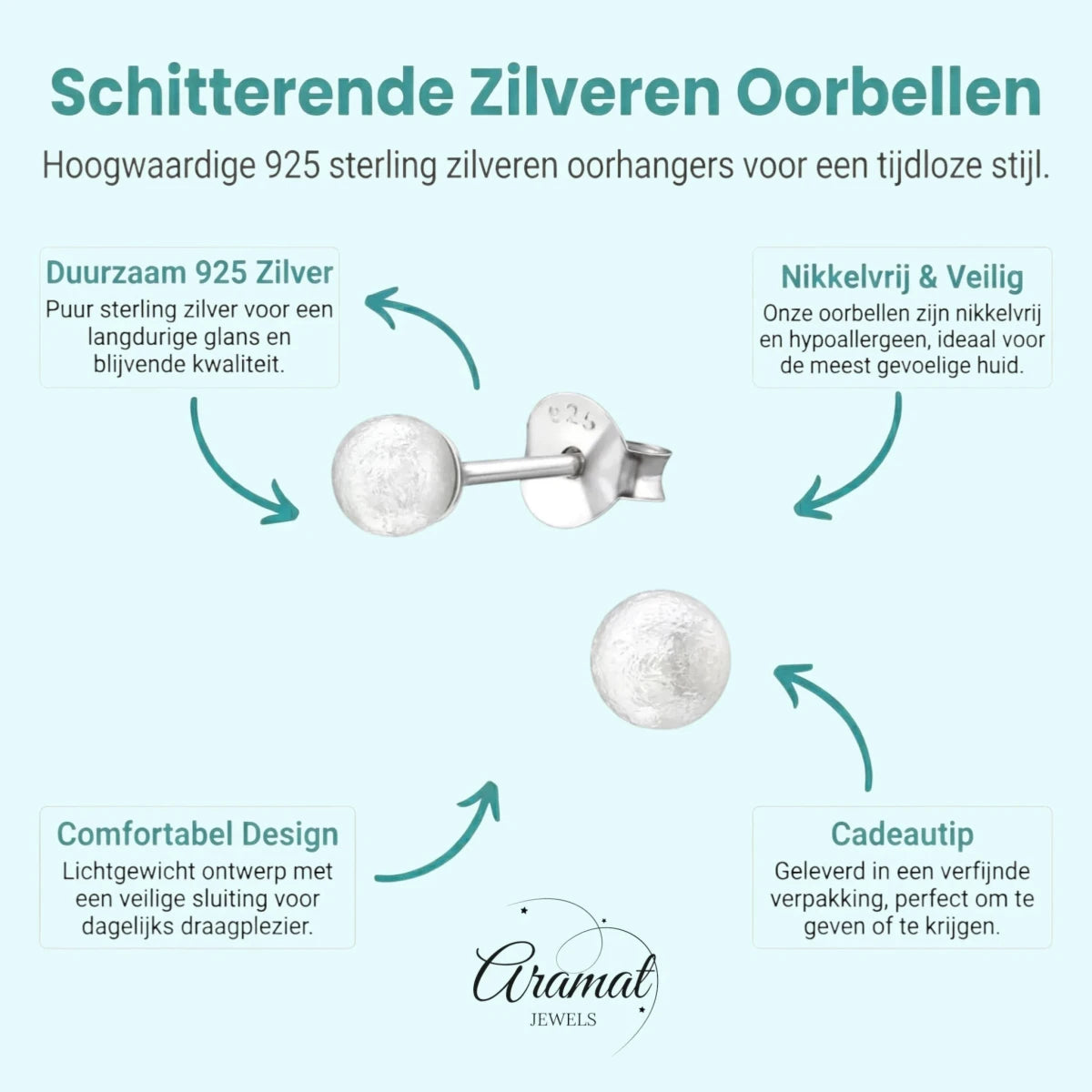 Zijde Witte Zilveren Parel Oorbellen - Aramat Jewels - Oorbellen - cadeautip