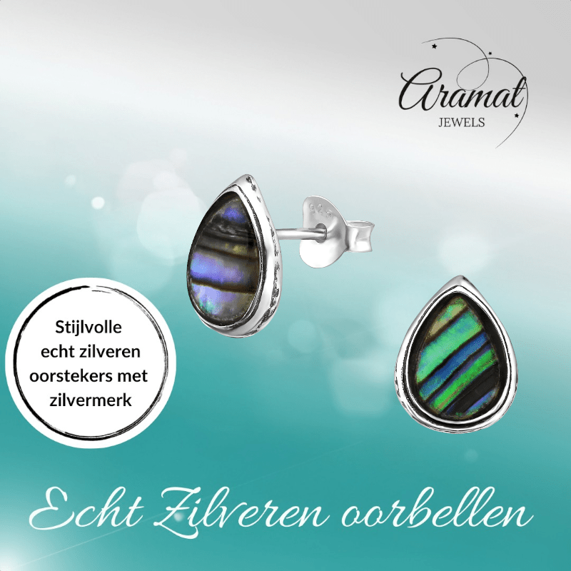 Zilveren Abalone Oorbellen 10x8 mm - oor973 - 30899 - Oorbellen kopen# - 10mm - 925 Zilver - Abalone