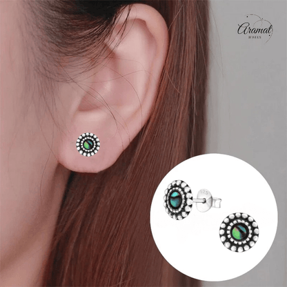 Zilveren Abalone Ronde Oorbellen 8 mm - oor1001 - Oorbellen kopen# - 8mm - 925 Zilver - Abalone