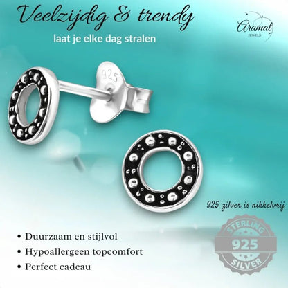 Zilveren cirkel oorbellen.