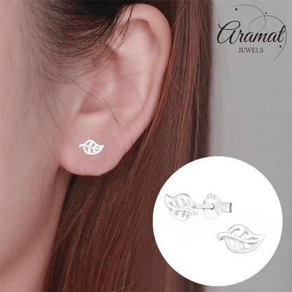 Zilveren Blaadje Oorbellen – 7x5mm - Aramat Jewels - Oorbellen - cadeautip