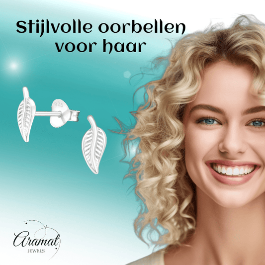 Zilveren Blaadje Oorbellen – 9x4mm - Aramat Jewels - Oorbellen - cadeautip