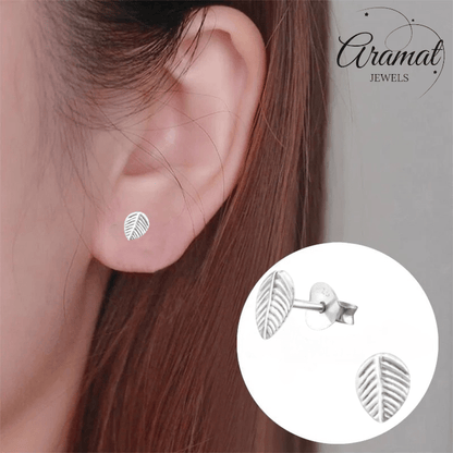 Zilveren Blaadje Oorbellen Antieklook – 7x5mm - Aramat Jewels - Oorbellen - cadeautip