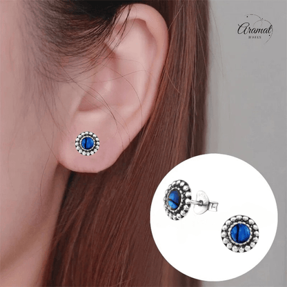 Zilveren Blauw Abalone Oorbellen 8 mm - oor1082 - 30786 - Oorbellen kopen# - 8mm - 925 Zilver - Abalone