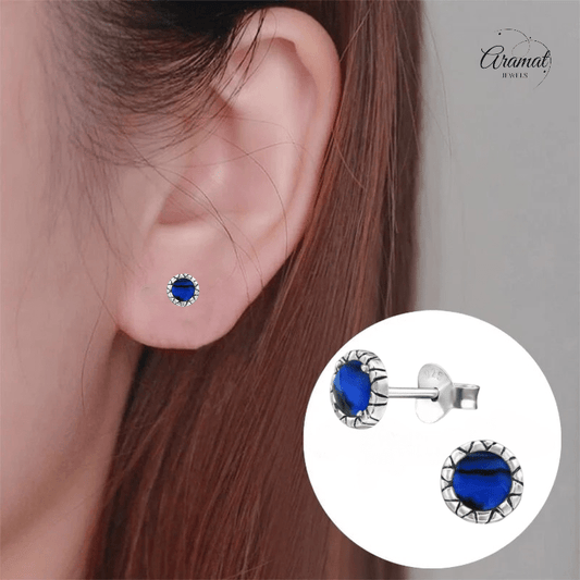 Zilveren Blauwe Abalone Oorbellen 5 mm - oor2885 - 30950 - Oorbellen kopen# - 5mm - 925 Zilver - Abalone