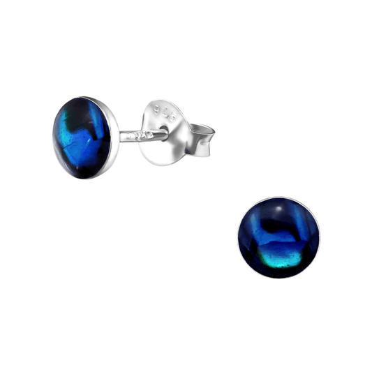 Zilveren Blauwe Abalone Oorbellen 5.5 mm - oor5282 - 30895 - Oorbellen kopen# - 5.5mm - 925 Zilver - Abalone