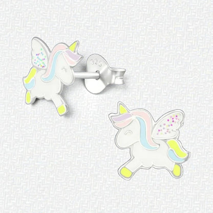Zilveren Eenhoorn Oorbellen - Unicorn oorstekers - Aramat Jewels - Oorbellen - cadeautip