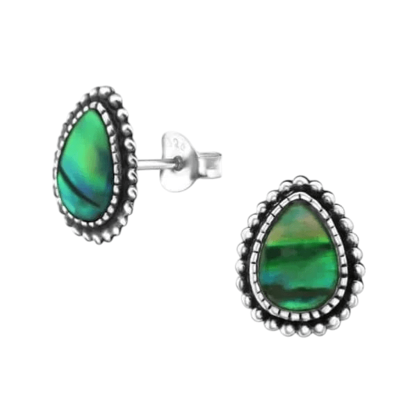 Zilveren Groen Abalone Oorbellen 12x9 mm - oor1721 - 30901 - Oorbellen kopen# - 12mm - 925 Zilver - Abalone