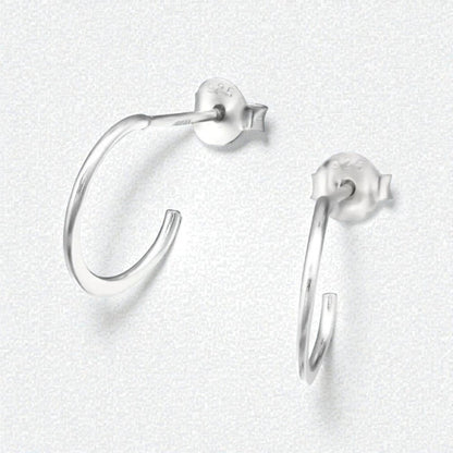 Zilveren Halve Hoepel Oorbellen 12x2mm - Aramat Jewels - Oorbellen - cadeautip