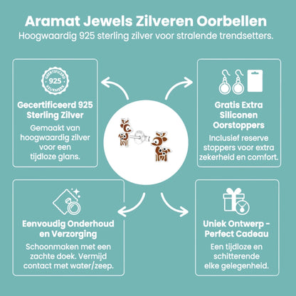 Zilveren Hertje Oorbellen - Dierenontwerp - Aramat Jewels - Oorbellen - cadeautip
