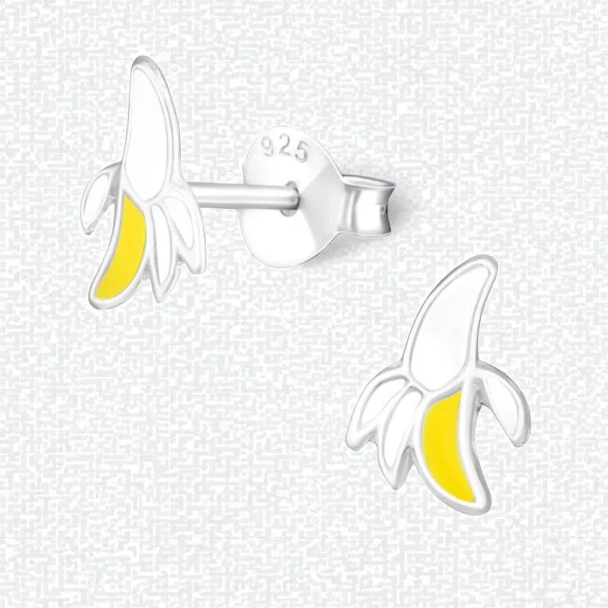 Silver children's earrings with banana