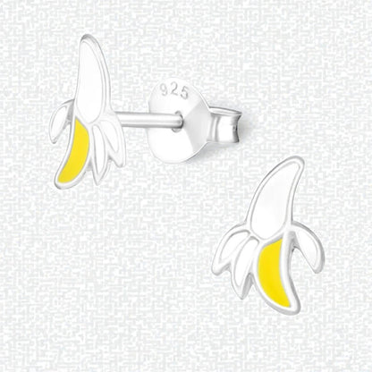 Silver children's earrings with banana
