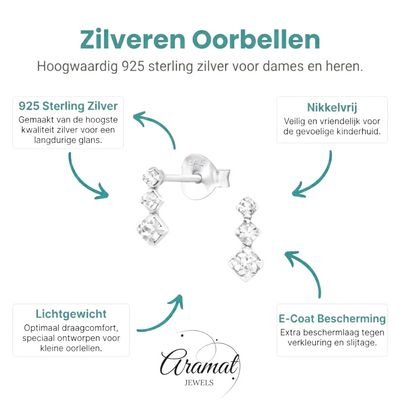 Zilveren Kinder Oorbellen met Kristal - Aramat Jewels - Oorbellen - cadeautip