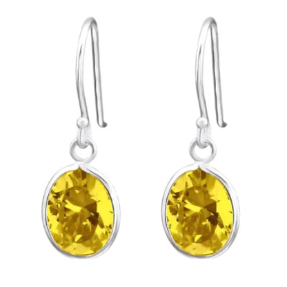 Zilveren Kinder Oorhangers Ovaal | Geel - oor2010 - 19108 - Oorhangers kopen# - 20mm - 925 Zilver - alles