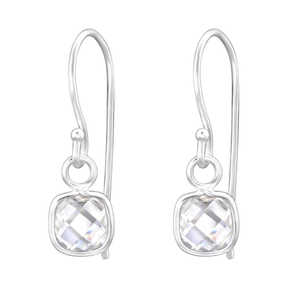 Zilveren Kinder Oorhangers - Vierkante Zirkonia - oor1181 - 27910 - Oorhangers kopen# - 15mm - 925 Zilver - alles