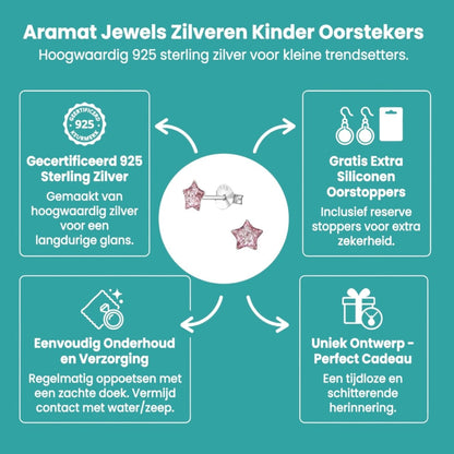 Zilveren Kinderoorbellen Paarse Glitter Ster 5mm - Aramat Jewels - Oorbellen - cadeautip