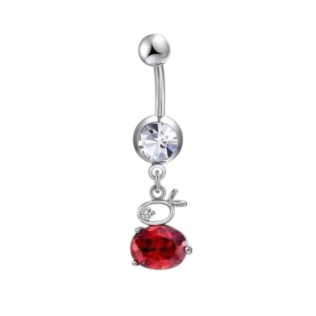Silver Bunny Navel Piercing with Zirconia