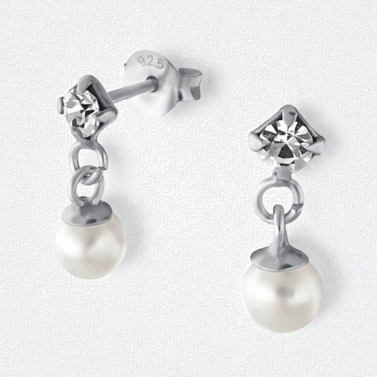 Zilveren Kristal Oorbellen met Parelhanger - Aramat Jewels - Oorbellen - cadeautip