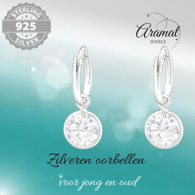 Zilveren Mini Oorringetjes meisje met Zirkonia Bedel - 37122 - Oorringen kopen