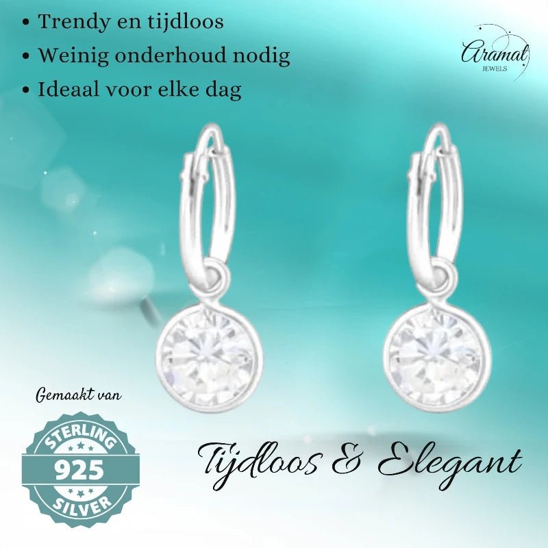 Zilveren Mini Oorringetjes meisje met Zirkonia Bedel - 37122 - Oorringen kopen
