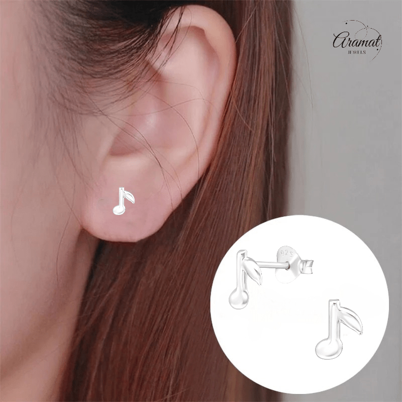 Zilveren Muzieknoot Oorstekers 7×6 mm - oor927 - 26285 - Oorbellen kopen# - 7mm - 925 Zilver - alles