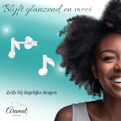 Zilveren Muzieknoot Oorstekers 7×6 mm - oor927 - 26285 - Oorbellen kopen# - 7mm - 925 Zilver - alles